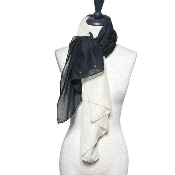 Scarves Set of 2 Ombre' Black White and Grey Paisley - Picture 3 of 3